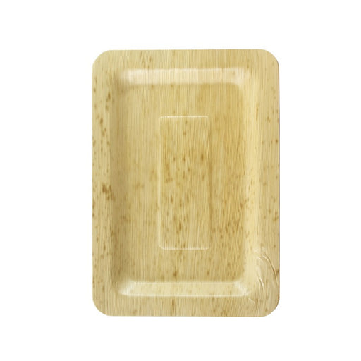 Assiette rectangulaire en feuille de bambou "Zebra" 20 cm x 14 cm x 1 cm - 10 unités