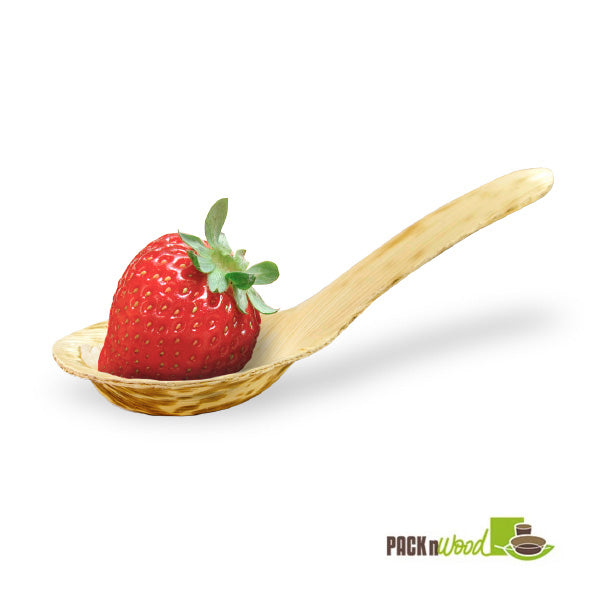 Cuillère feuille de bambou "Zebra" - 13 cm - 50 unités