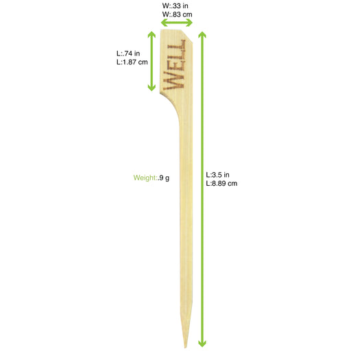 Pique steak bambou "Teppo Gushi" Well (bien cuit) - 9 cm - 100 unités