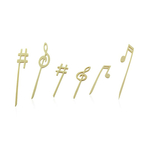 Pique bambou décor musique 12 cm - 100 unités