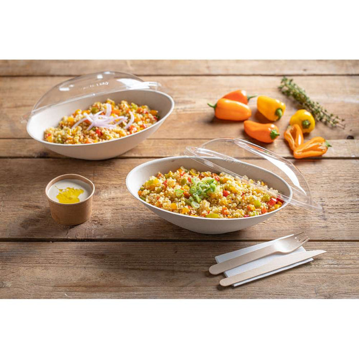 Bol ovale brun en pulpe "BioNChic" - 1000 ml - 24 cm x 14,5 cm x 6,3 cm - 125 unités