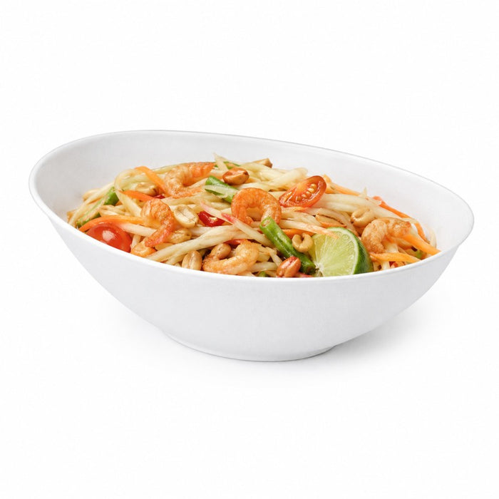 Bol ovale blanc en pulpe "BioNChic" - 27 cm x 16,5 cm x 7,7 cm - 100 unités