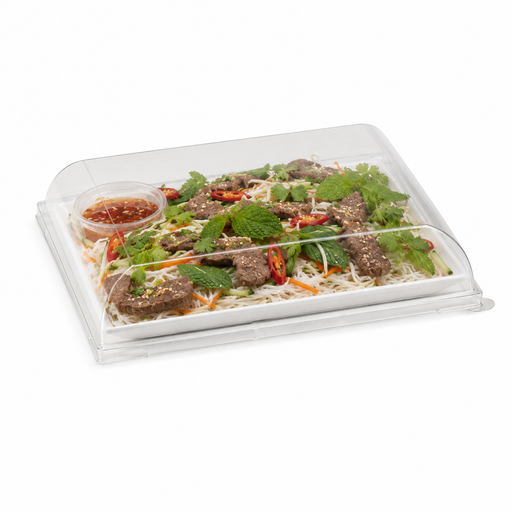 Couvercle PET transparent "BioNChic" 16,4 cm x 16,4 cm x 3,2 cm - Compatible avec 210BCHIC160, 210BCHIC160F - 100 unités