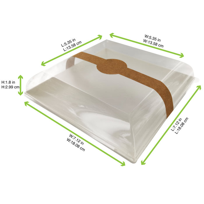 Couvercle PET transparent "BioNChic" 18,1 cm x 18,1 cm x 3 cm - Compatible avec 210BCHIC180F - 100 unités