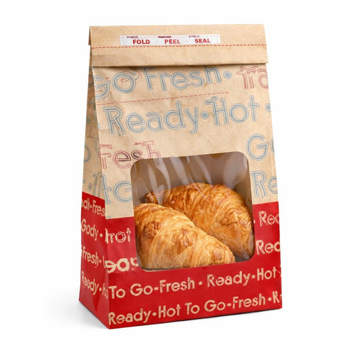 Sac SOS papier brun renforcé à fenêtre "Ecokraft" 12,5 cm x 7,5 cm x 23,5 cm - 500 unités