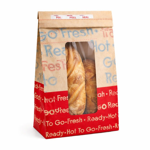 Sac SOS papier brun renforcé à fenêtre "Ecokraft" 15,3 cm x 11 cm x 28,5 cm - 500 unités