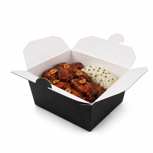 Boîte repas carton noir 750 ml 13 cm x 10,5 cm x 6,5 cm - 25 unités