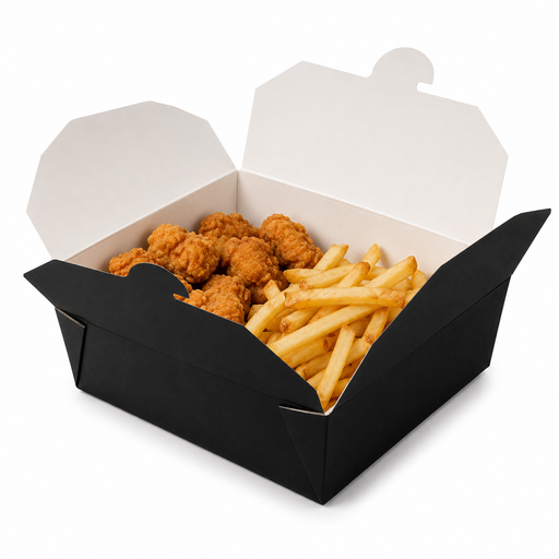 Boîte repas carton noir 1450 ml 21,5 cm x 16 cm x 5 cm - 50 unités