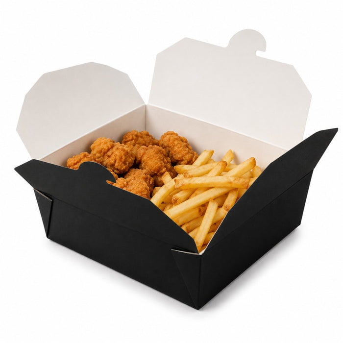 Boîte repas carton noir 1450 ml 21,5 cm x 16 cm x 5 cm - 25 unités