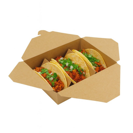 Boîte repas carton kraft laminé 2000 ml 21,8 cm x 16 cm x 6,3 cm - 50 unités