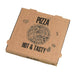 Boite à pizza carton brun, décor "Hot and Tasty"  - 40 cm x 40 cm x 4 cm - 100 unités