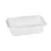 Barquette plastique PET carrée transparente avec couvercle attaché 1000 ml 17,2 cm x 16,7 cm x 7,5 cm - 50 unités