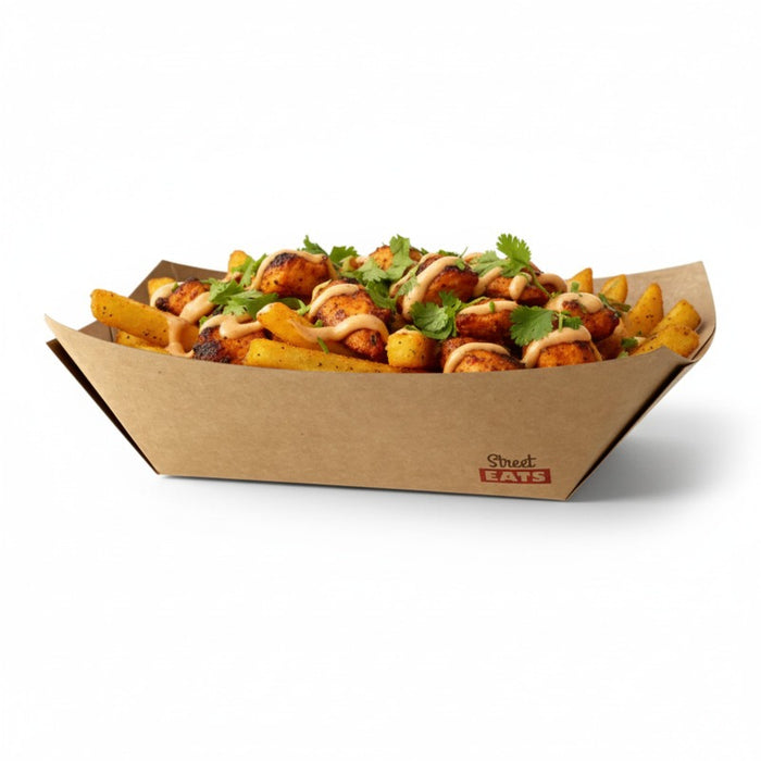 Barquette kraft ingraissable avec PE 400 ml 17 cm x 12,5 cm x 3,5 cm - 250 unités