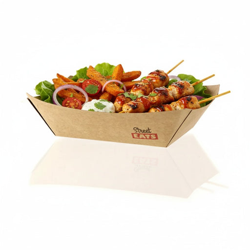 Barquette kraft ingraissable avec PE 1200 ml 24,5 cm x 16,5 cm x 5 cm - 250 unités