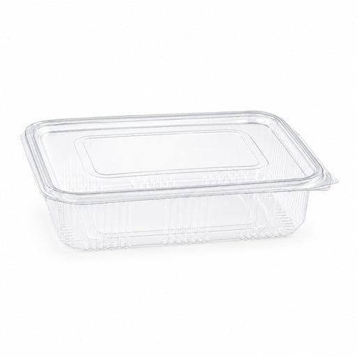 Barquette plastique PET rectangulaire transparente avec couvercle attaché 1350 ml 23 cm x 17,5 cm x 5,5 cm - 50 unités