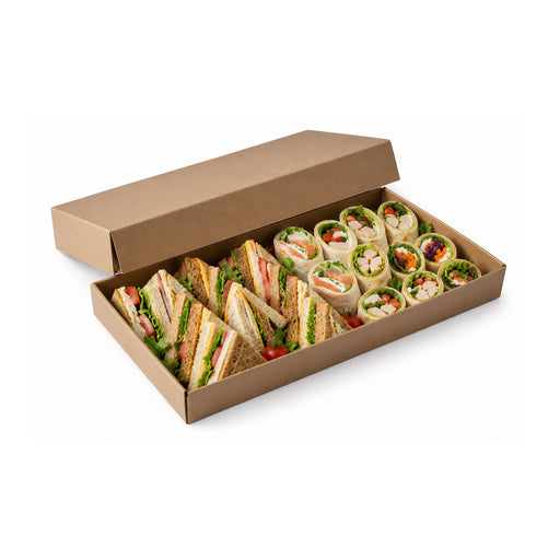 Couvercle carton kraft pour plateau repas 31,5 cm x 24,8 cm x 6 cm - Compatible avec 210BUZZTRAY, 210BUZZTRAYBR - 100 unités