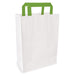 Sac cabas papier blanc recyclé anses vertes 26 x 17 x 28 cm - 250 unités