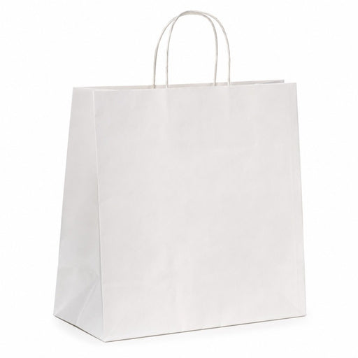 Sac cabas papier blanc poignées ficelles 28 cm x 12 cm x 31 cm - 200 unités