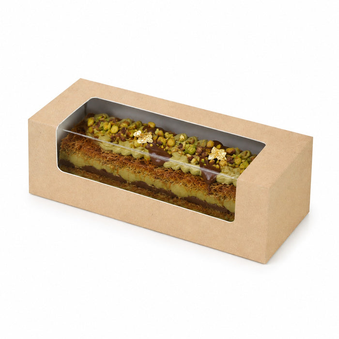 Boîte carton à fenêtre PET pour éclair ou macaron 150x60mm H50mm - 50 Pcs