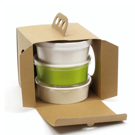 Boîte à emporter carton kraft brun "Coup de poing" 17,6 cm x 17,6 cm x 15 cm - 25 unités