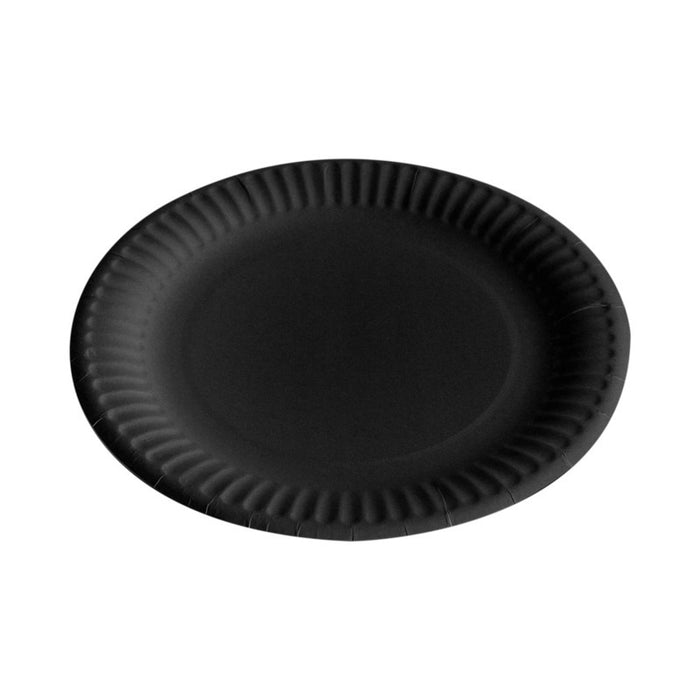 Assiette plastique noire "first class" - 18 unités