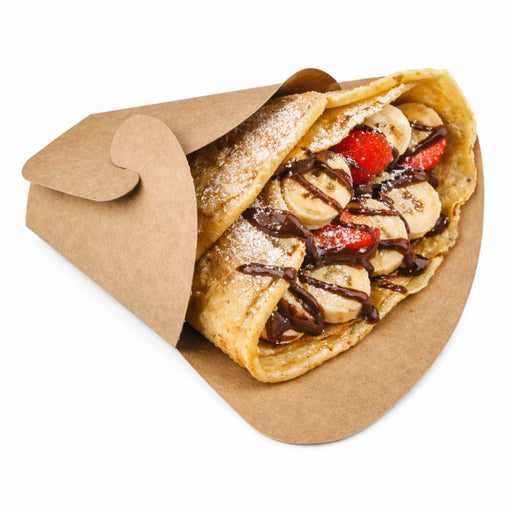Pochette crêpe triangulaire en carton brun 14,5 x 6,5 x 18,5 cm - 50 unités