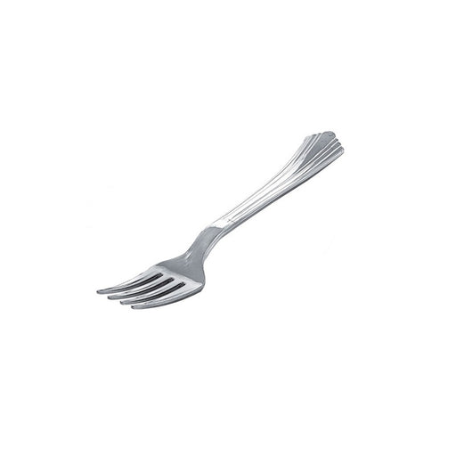 Fourchette 17,6 cm plastique PS argenté "Régence" - 25 unités
