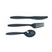 Kit couvert 19,2 cm plastique PS noir "Majesty" 4 en 1: couteau fourchette cuillère serviette - 250 unités