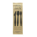Hercule kit couvert bois 4 / 1: couteau fourchette cuillère serviette, emballage kraft 18,5 cm - 50 unités