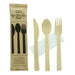 Kit couverts 17 cm bambou "Anji" 4/1: couteau fourchette cuillère serviette, emballage kraft - 100 unités