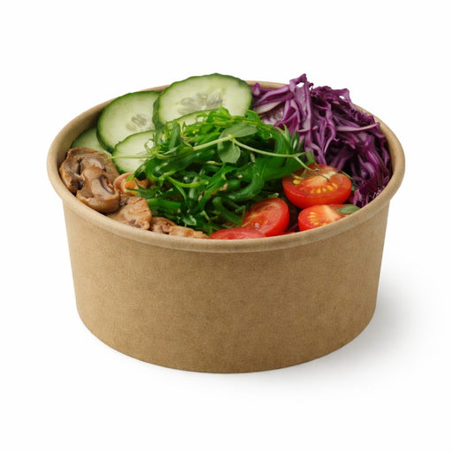 Pot "Deli" rond en carton kraft 370 ml - Ø 11,4 cm - H 5,2 cm - 50 unités