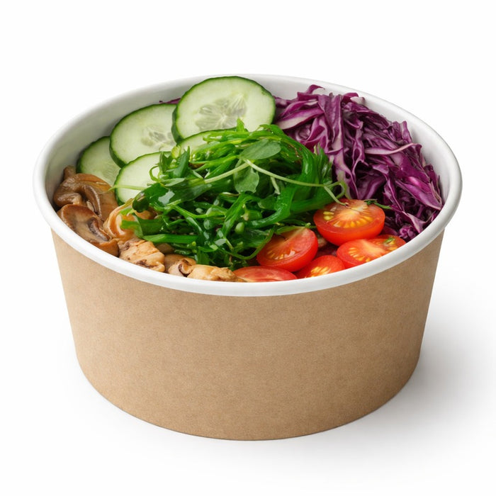Pot "Deli" rond en carton kraft - 11,5 cm x 9,25 cm x 8,7 cm - 50 unités