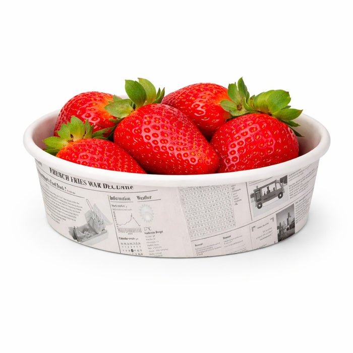 Pot "Deli" rond en carton décor Journal 360 ml - Ø 11,4 cm - H 5,4 cm - 50 unités