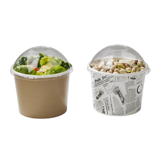 Pot "Deli" rond en carton décor Journal 650 ml - Ø 11,4 cm - H 9,9 cm - 50 unités