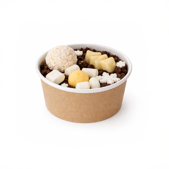 Pot "Deli" rond en carton décor brun 480 ml - Ø 11 cm - H 7 cm - 25 unités