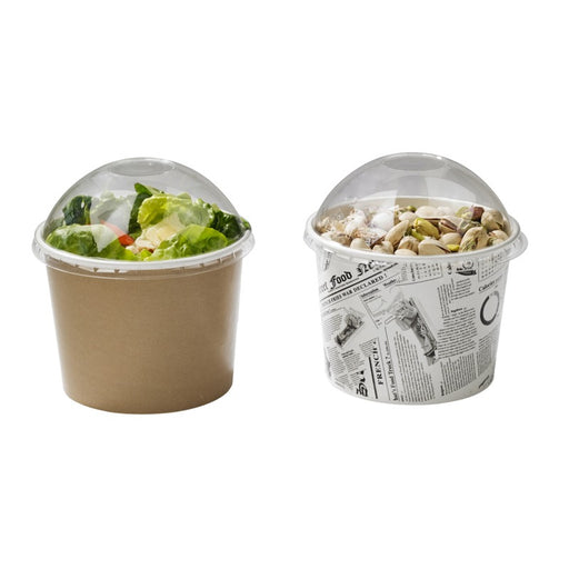 Pot "Deli" rond en carton décor brun 360 ml - Ø 11,4 cm - H 5,4 cm - 50 unités
