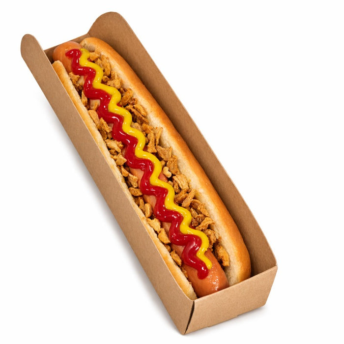 Support hot-dog en carton brun 25 x 5,5 x 3,2 cm - 50 unités