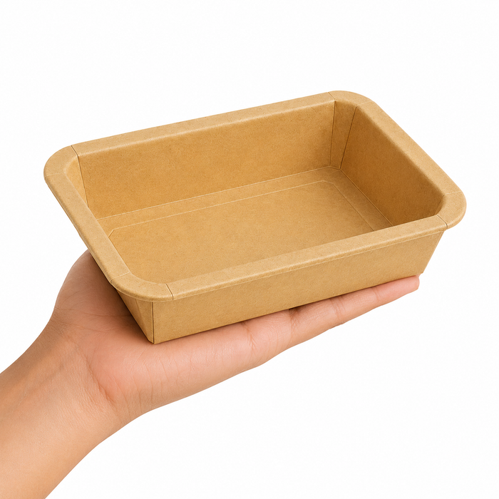 Barquette scellable gastronorme 1/8 en carton brun - 520 ml - 16 cm x 13 cm x 4,5 cm - 50 unités