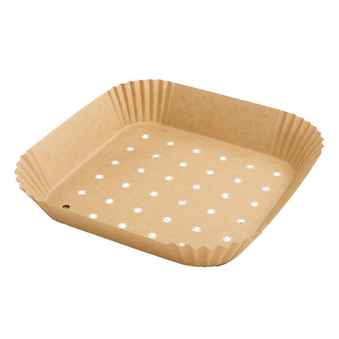 Moule à friture perforé carré kraft 20 cm x 20 cm H 4,5 cm - 100 unités