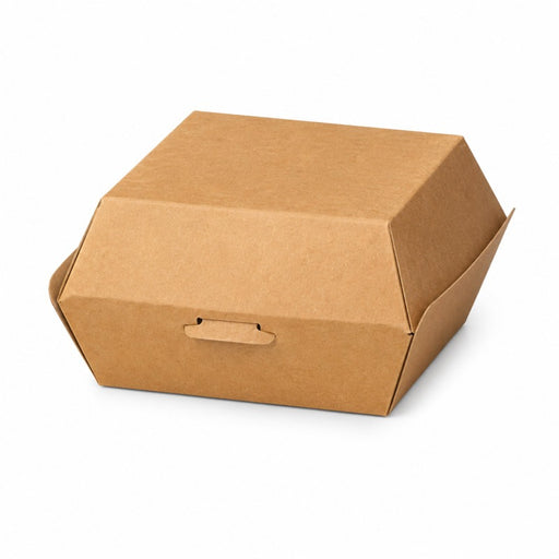 Boîte burger carton kraft brun 13 cm x 12 cm x 7 cm - 50 unités