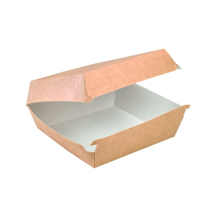 Boîte burger carton kraft brun 19 cm x 18 cm x 7,5 cm - 100 unités