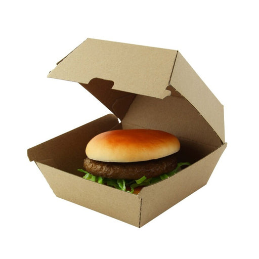 Boîte burger carton kraft brun microcannelé 14,5 cm x 13 cm x 7,8 cm - 50 unités