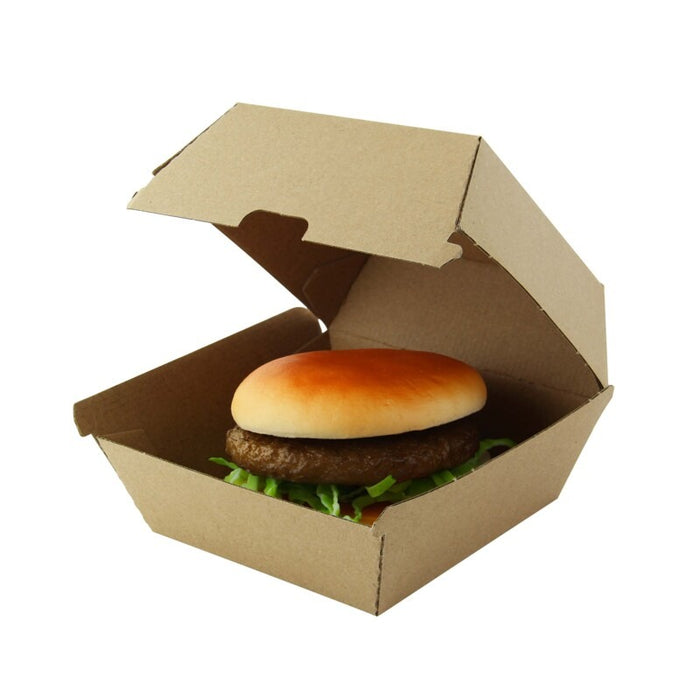 Boîte burger carton kraft brun microcannelé 14,5 cm x 13 cm x 7,8 cm - 50 unités
