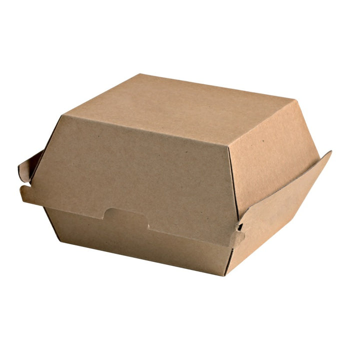 Boîte burger carton kraft brun microcannelé 14,5 cm x 13 cm x 7,8 cm - 50 unités