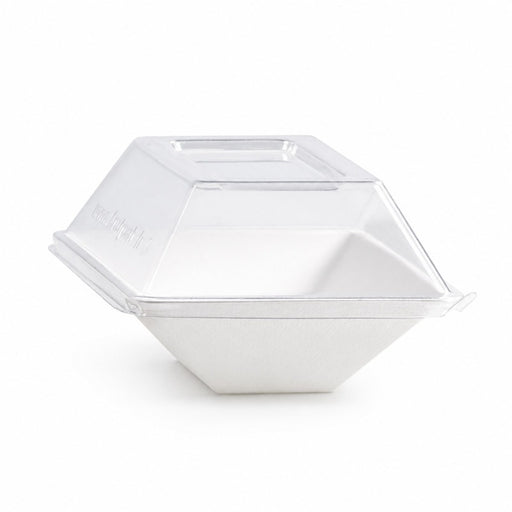 Assiette rectangulaire blanche en pulpe 150 ml 13 cm x 8,5 cm x 2,8 cm - 50 unités