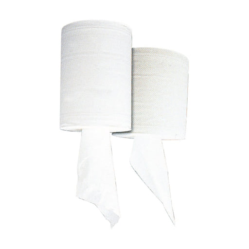 Bobine d'essuyage blanc 2 plis à devidage central - Ø 18 cm - 6 unités