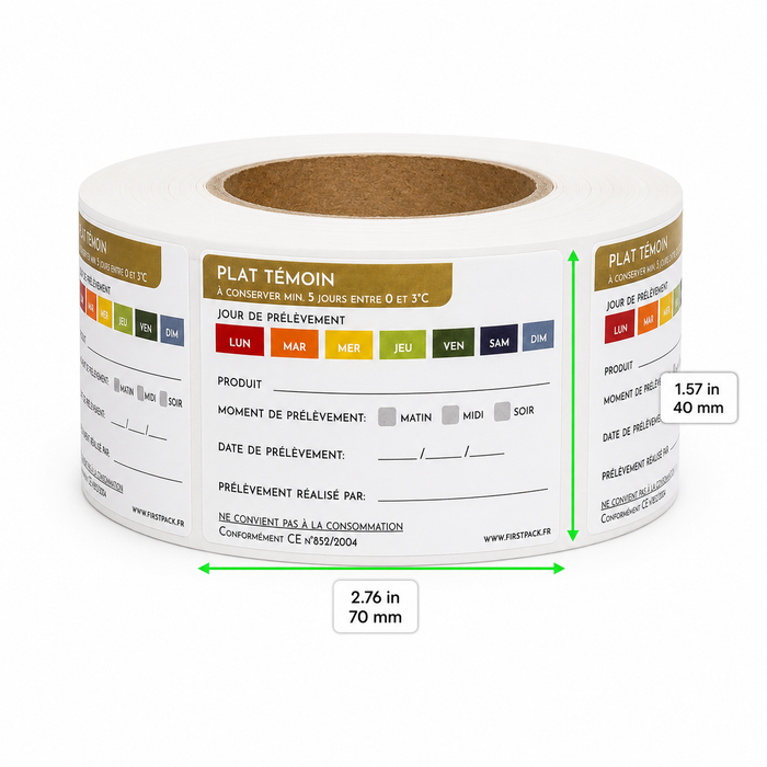 Etiquette plats témoins - 7 cm x 4 cm - 250 unités