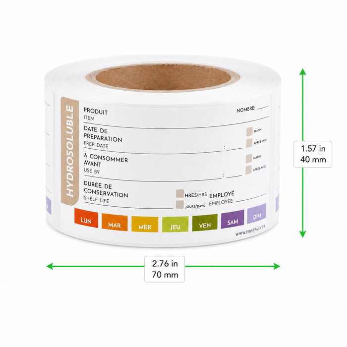 Etiquette hydrosoluble HACCP - 7 cm x 4 cm - 250 unités