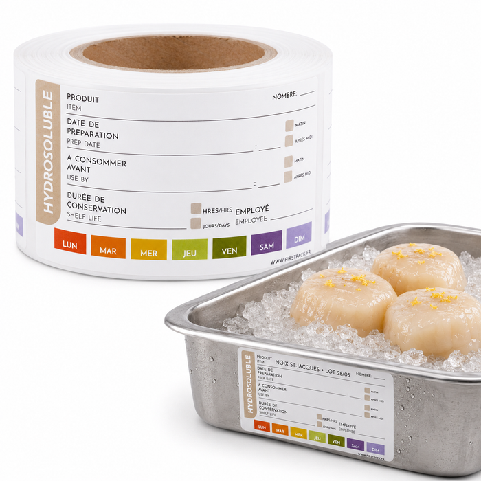 Etiquette hydrosoluble HACCP - 7 cm x 4 cm - 250 unités