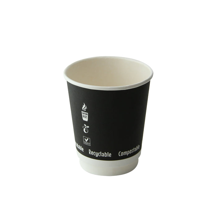 Gobelet carton double paroi marron foncé - 230 ml - Ø 8 cm - H 9,1 cm - 25 unités